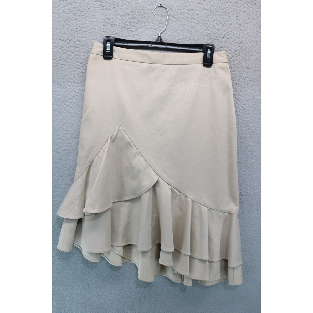 Banana Republic Tan Layered Ruffle Midi Skirt-Size 4-Minimalist-Preppy-NWT